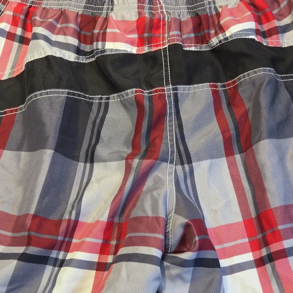 OP Ocean Pacific Mens Swim Trunks Board Shorts Medium 32-34 Grey Plaid Mesh Line